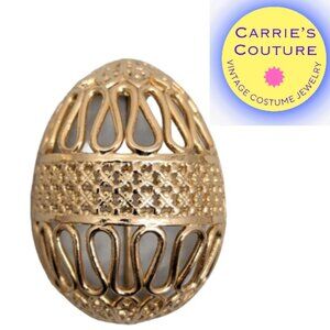 Vintage Signed Napier Goldtone Easter Egg Brooch, 1964 Ad Piece